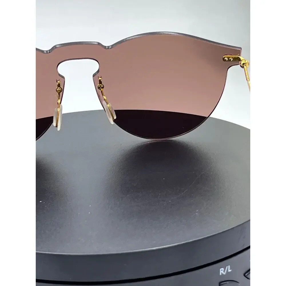 Illestiva Womens‎ Leonard Mask Round Frame Gold Tone Mirrored Sunglasses Brown
